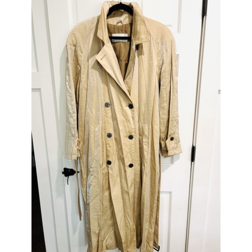 Vintage Jones New York Iridescent/ Shimmery Tan Trench Coat‎ STUNNING!! 2XL